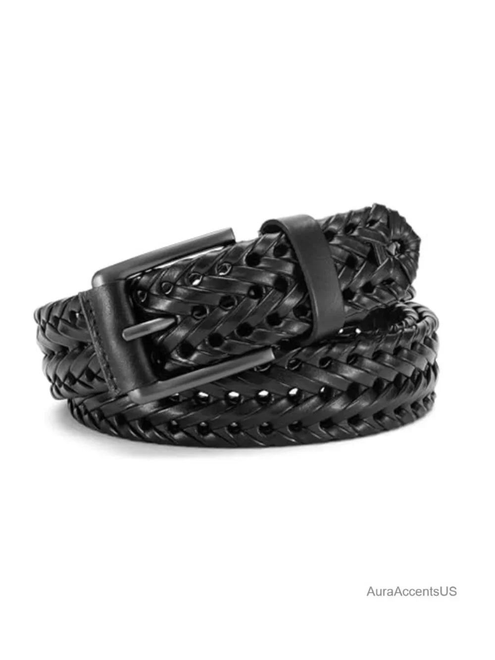 Genuine Leather Braided Woven Belt 35MM Adjustable Scratch-Resistant